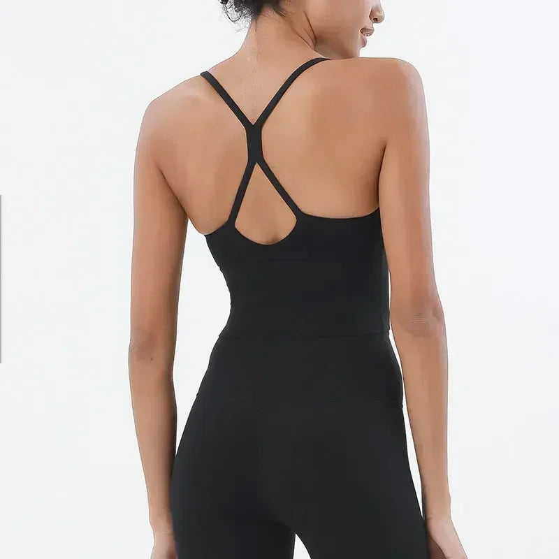 Strappy Sports Bra Nude Yoga Vest