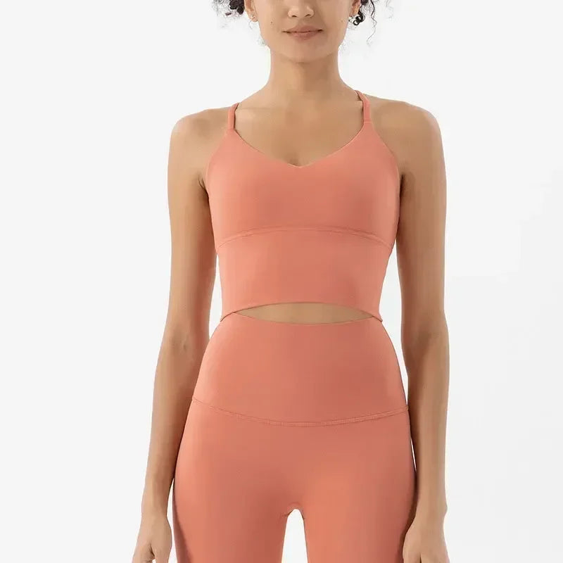 Strappy Sports Bra Nude Yoga Vest