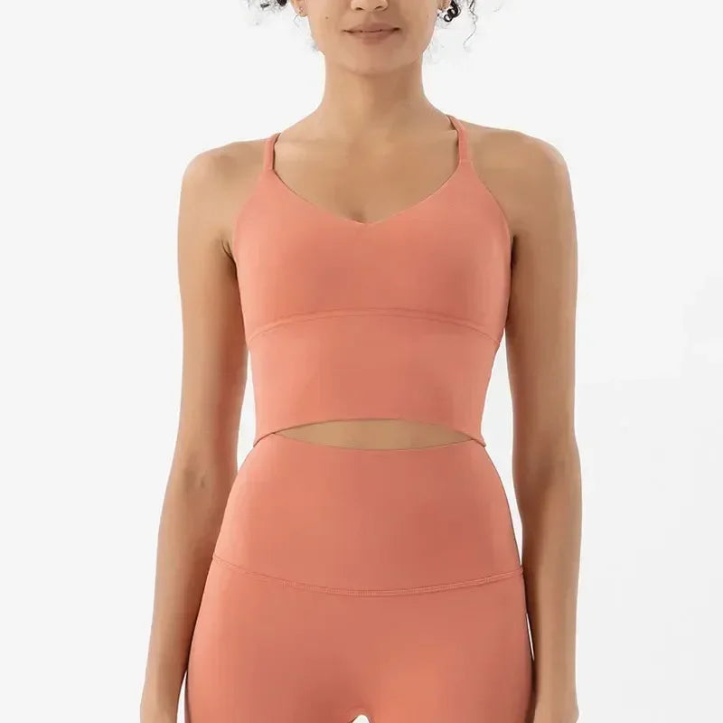 Strappy Sports Bra Nude Yoga Vest