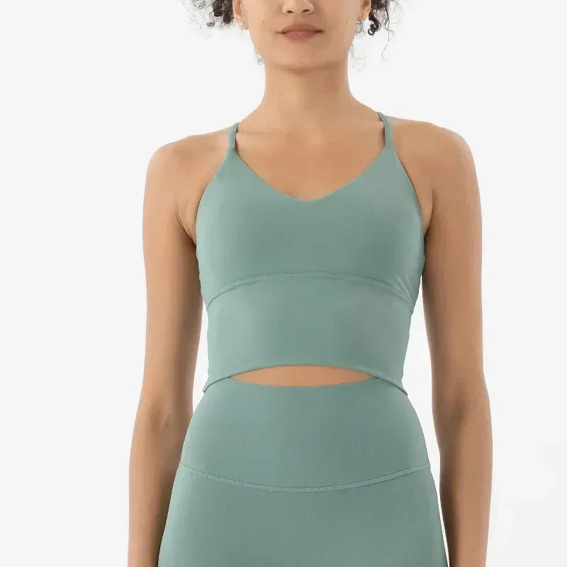 Strappy Sports Bra Nude Yoga Vest