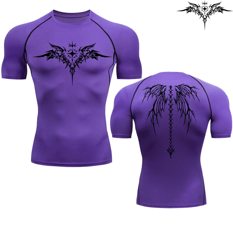 Anime Print Running Compression T-Shirt Men's