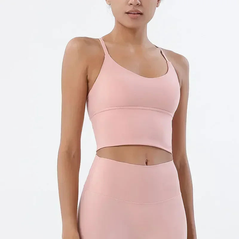 Strappy Sports Bra Nude Yoga Vest