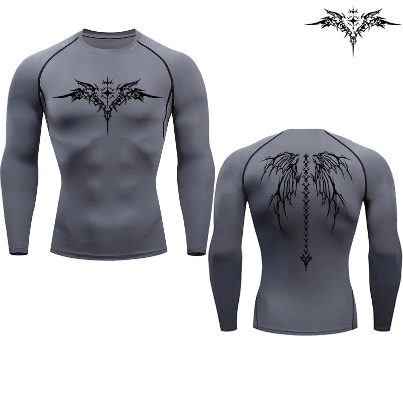 Anime Print Running Compression T-Shirt Men's