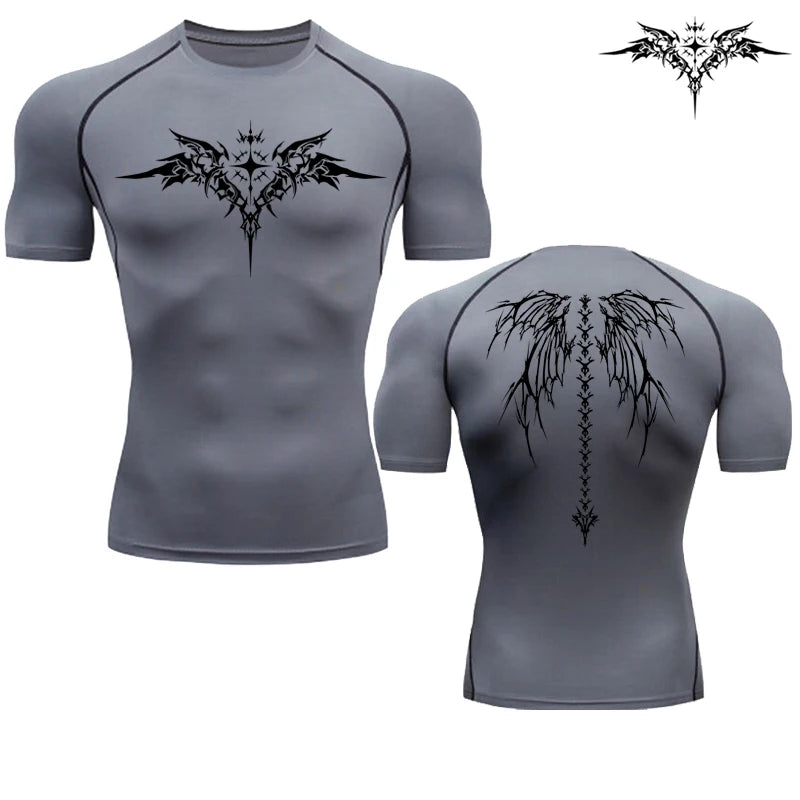 Anime Print Running Compression T-Shirt Men's