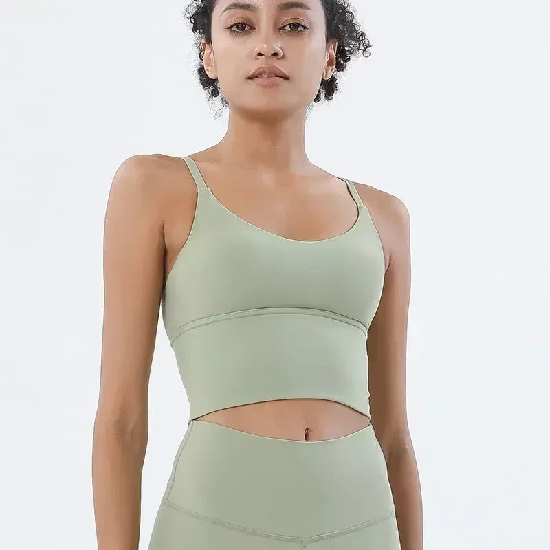 Strappy Sports Bra Nude Yoga Vest