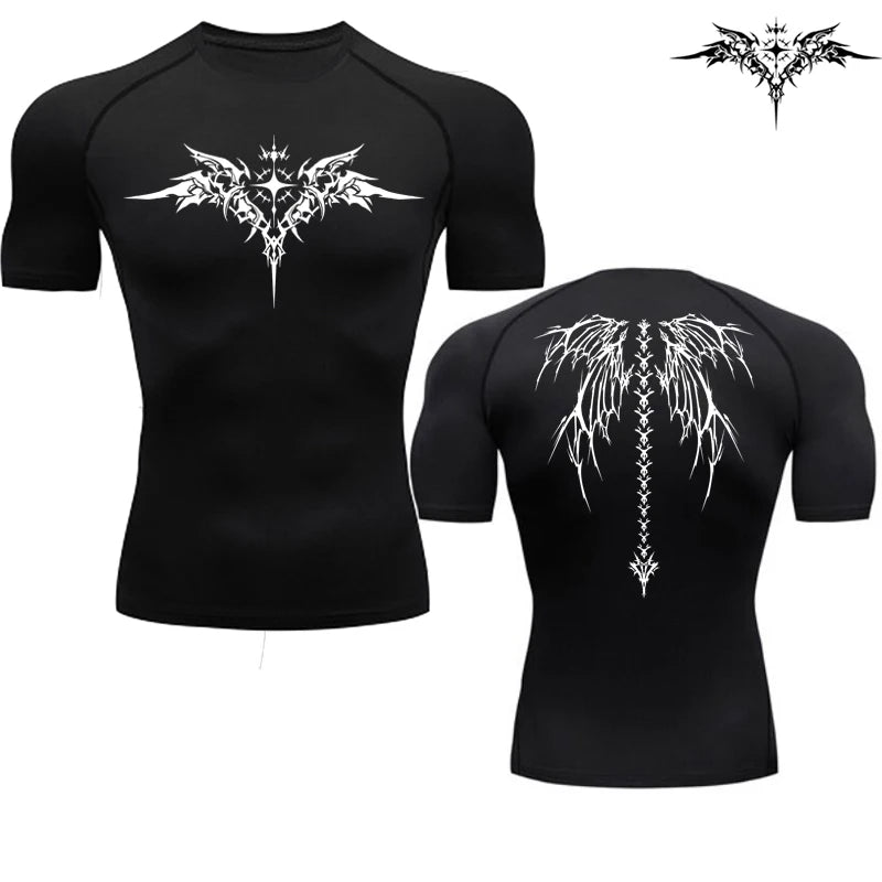 Anime Print Running Compression T-Shirt Men's