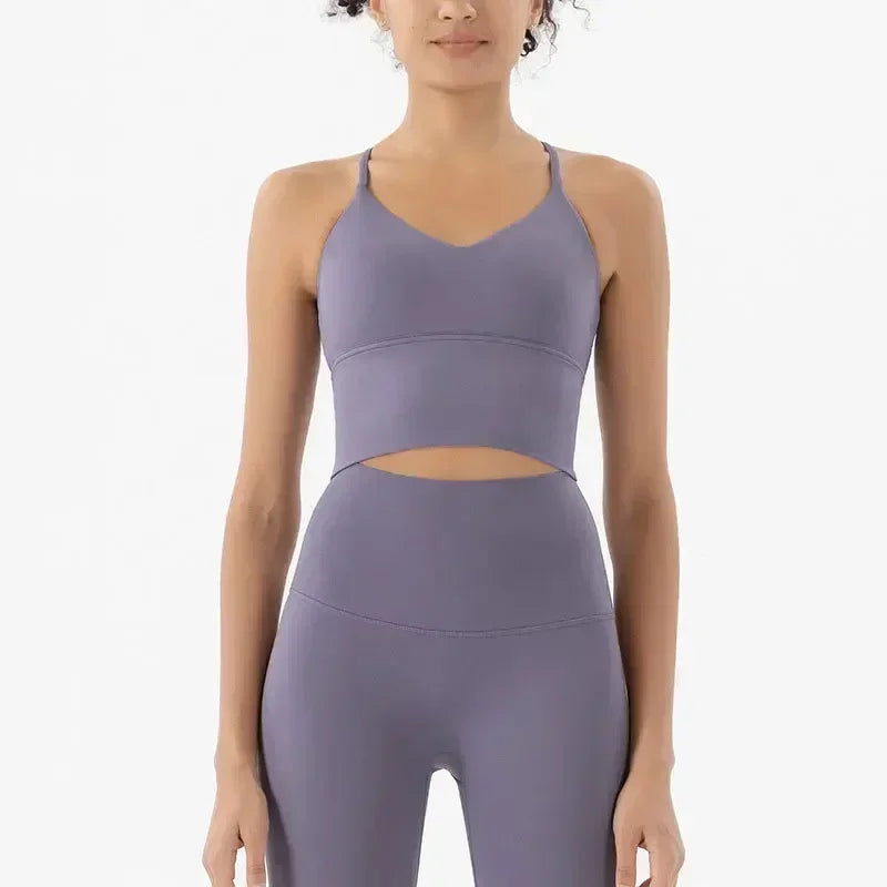 Strappy Sports Bra Nude Yoga Vest