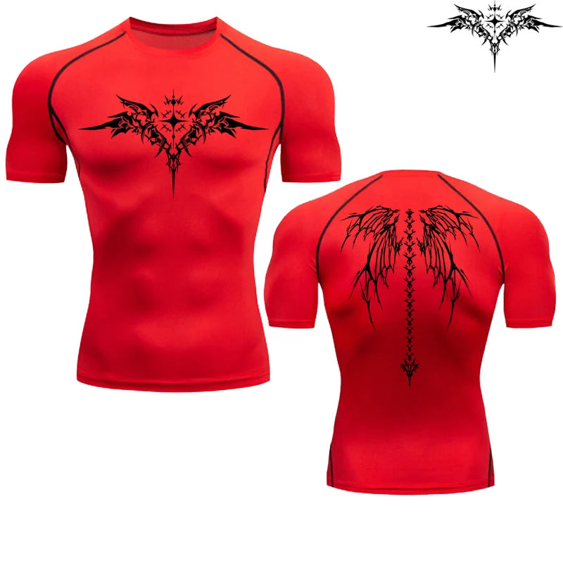 Anime Print Running Compression T-Shirt Men's