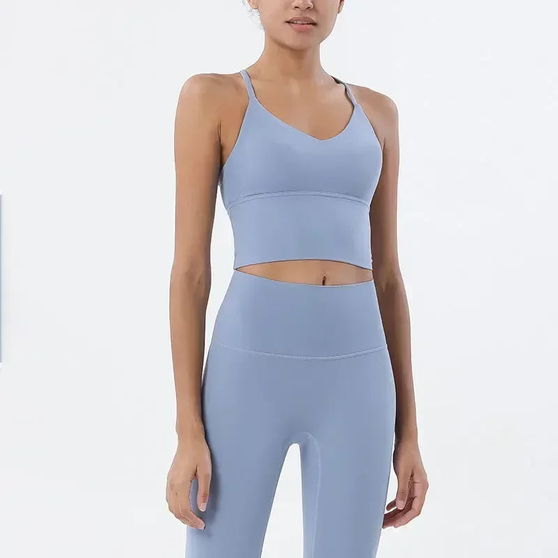 Strappy Sports Bra Nude Yoga Vest