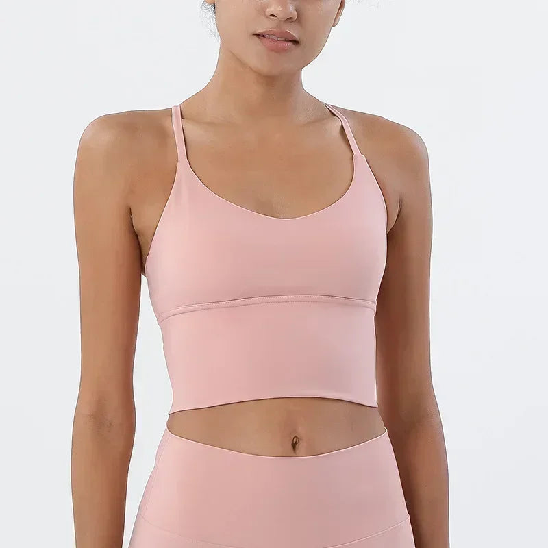 Strappy Sports Bra Nude Yoga Vest